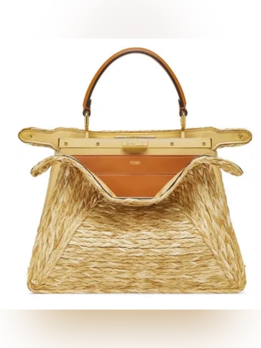 FENDI Peekaboo Iseeu Medium size. Raffia / Calf leather. RARE UNICORN! NWT! - Picture 5 of 15